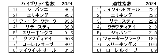 2024　京都２歳Ｓ　HB指数